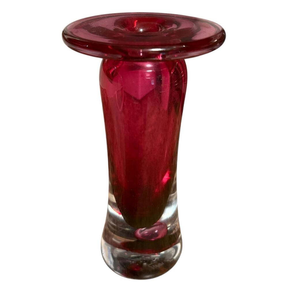 Vintage John Fitzpatrick Hand Blown Studio Art Glass Vase Pink Mauve Signed 1989 - Picture 6 of 7